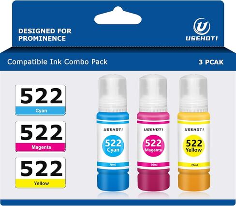 522 Black Ink Bottles High Yield Compatible for 522 Ink Refill Bottles Black, Work with ET-2800 ET-2803 ET-2720 ET-2840 ET-4800 ET-4700 ET-4810 ET-2400 Printers (2 Black) in Kuwait
