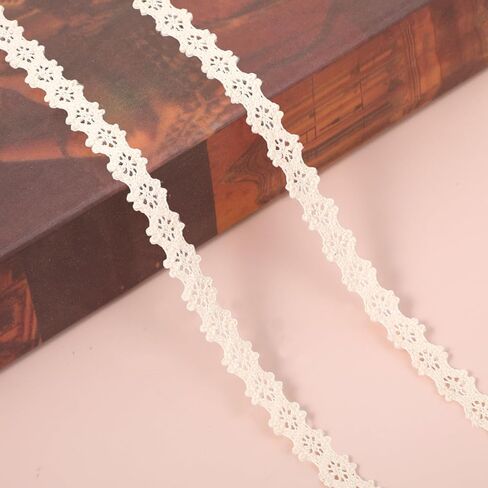 TIESOME 10 Yard Vintage Beige Lace Ribbon, Crocheted Beige Cotton Lace Trim for Sewing Bridal Wedding Decoration Scrapbooking Gift Wrapping in Kuwait