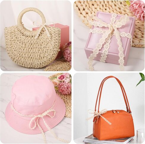 TIESOME 10 Yard Vintage Beige Lace Ribbon, Crocheted Beige Cotton Lace Trim for Sewing Bridal Wedding Decoration Scrapbooking Gift Wrapping in Kuwait