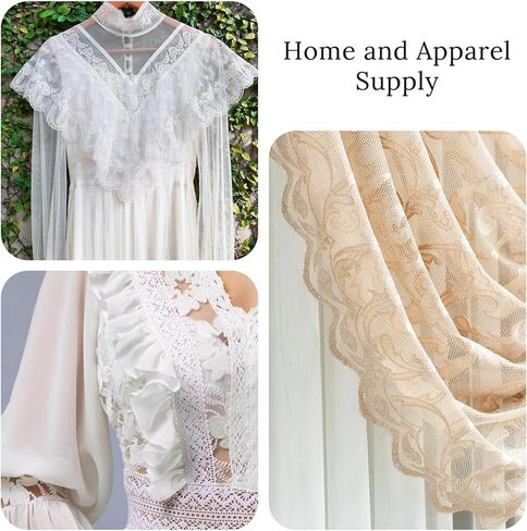 TIESOME 10 Yard Vintage Beige Lace Ribbon, Crocheted Beige Cotton Lace Trim for Sewing Bridal Wedding Decoration Scrapbooking Gift Wrapping in Kuwait