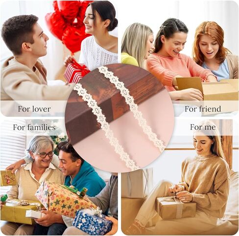 TIESOME 10 Yard Vintage Beige Lace Ribbon, Crocheted Beige Cotton Lace Trim for Sewing Bridal Wedding Decoration Scrapbooking Gift Wrapping in Kuwait