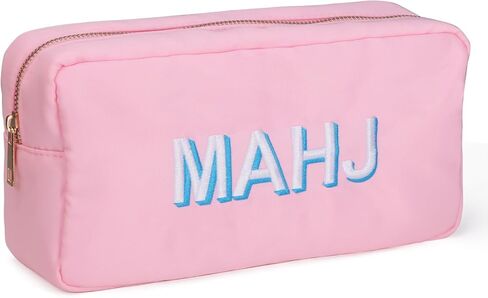 Mahjong Tiles Bag for 1.2 inch Tiles, Portable Zippered American Mah Jong Storage Case with Embroidery Letters, Soft Blue Travel Bag for Mahjong Lovers (Bag Only) in Saudi Arabia