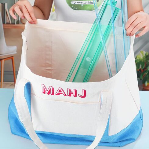 Extra Large American Mahjong Empty Bag 25.2 x 14.17 x 9.06 Inches Mahjong Tote Bag for Game Players Lover Gifts(White) in Saudi Arabia