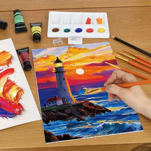All-in-One Acrylic Painting Kit,12x22ml Rich Pigment Acrylic Paints,5 Different Shapes Brushes 2 Canvas Boards Palette Knife,Giftable Art Painting Set for Beginners Adults Artists in Saudi Arabia