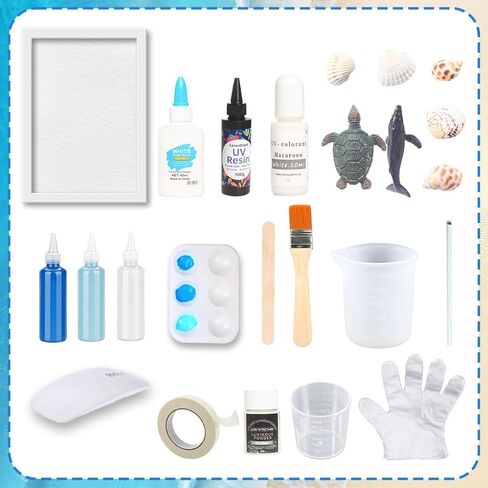 SanerDirect DIY Crafting Beach Ocean with Resin Art Kit, Themed Gifts for Adult, Girls, Couples, Ideal Resin Painting Gift Choice for Mother's Day, Halloween, Christmas, a Variety of Holidays in Kuwait