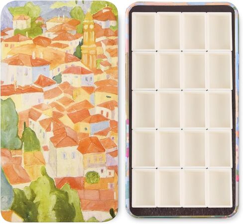 Watercolor Tin Palette Paint Case with 20Pcs Full Pans, Magnetic Stripe, Metal Art Paint Mixing Tray, Portable Empty Paint Box for DIY Watercolor Oils or Acrylics in Saudi Arabia