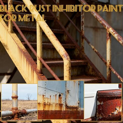 محول الصدأ المحسن 4 في 1 وطلاء معدني تمهيدي، 0.26 جالون/34.64 أونصة طلاء أسود مانع للصدأ للمعادن، مقاوم للحرارة والأشعة فوق البنفسجية للسيارات، طلاء مصلح الصدأ ذو أساس مائي in Kuwait