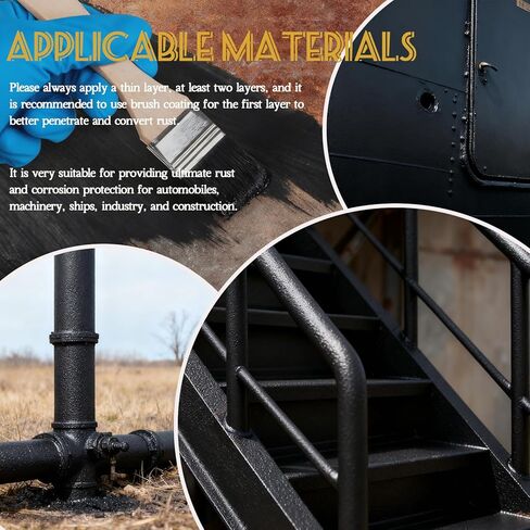 محول الصدأ المحسن 4 في 1 وطلاء معدني تمهيدي، 0.26 جالون/34.64 أونصة طلاء أسود مانع للصدأ للمعادن، مقاوم للحرارة والأشعة فوق البنفسجية للسيارات، طلاء مصلح الصدأ ذو أساس مائي in Kuwait