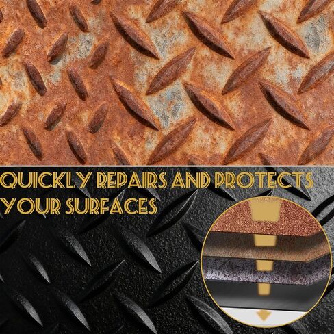 محول الصدأ المحسن 4 في 1 وطلاء معدني تمهيدي، 0.26 جالون/34.64 أونصة طلاء أسود مانع للصدأ للمعادن، مقاوم للحرارة والأشعة فوق البنفسجية للسيارات، طلاء مصلح الصدأ ذو أساس مائي in Kuwait