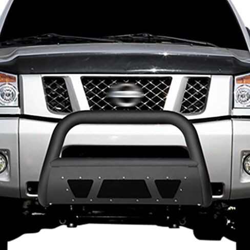 7422446360358 Compatible with 2004-2015 Titan/Armada Matte Black Studded Mesh Style Bull Bar Guard with Skid Plate in Saudi Arabia