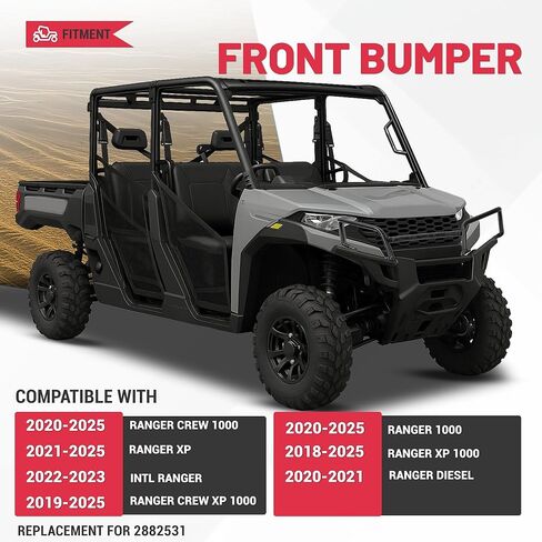 HECASA Front Bumper Upper Brush Guard Compatible with 2018-2025 Polaris Intl Ranger XP Crew 1000 Diesel Replacement for 2882531 Bumper Protector Steel Powder Coated Black in Saudi Arabia