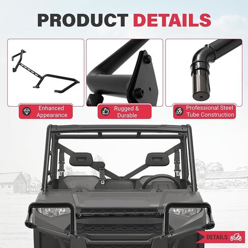 HECASA Front Bumper Upper Brush Guard Compatible with 2018-2025 Polaris Intl Ranger XP Crew 1000 Diesel Replacement for 2882531 Bumper Protector Steel Powder Coated Black in Saudi Arabia
