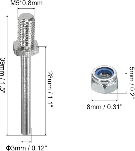 Generic Pack of 2 Landing Gear Steel Axle 1/8 Inch Dia 1.5 Inch Length M5 Wheel Drive Shaft with Nuts for RC Airplane in Saudi Arabia
