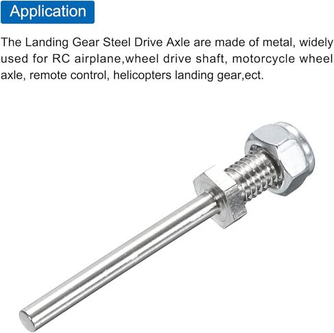 Generic Pack of 2 Landing Gear Steel Axle 1/8 Inch Dia 1.5 Inch Length M5 Wheel Drive Shaft with Nuts for RC Airplane in Saudi Arabia