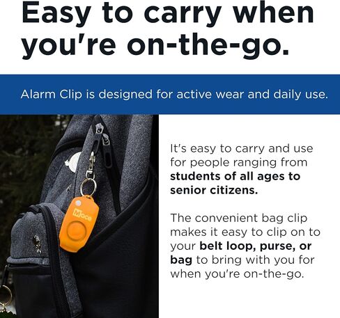 mace Brand Personal Alarm with Bag or Key Ring Clip, Portable Alarm for Self-Defense That Emits Powerful 130dB, Available in Black, Pink, Blue, Green, Orange, Red, or Yellow in Kuwait