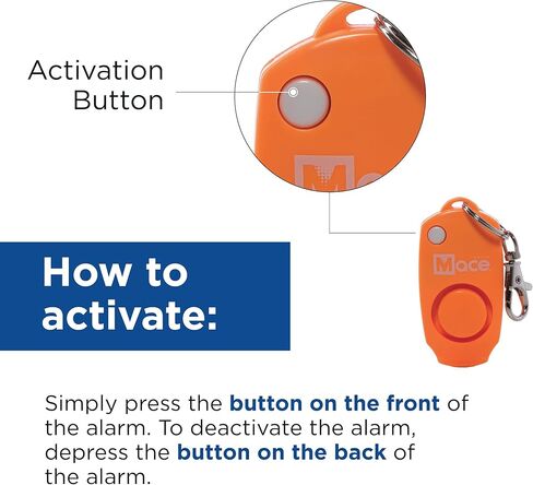 mace Brand Personal Alarm with Bag or Key Ring Clip, Portable Alarm for Self-Defense That Emits Powerful 130dB, Available in Black, Pink, Blue, Green, Orange, Red, or Yellow in Kuwait