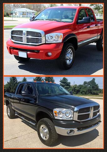 2006-2008 Dodge Ram Headlights Assembly for 2006 2007 2008 Dodge Ram 1500/2006 2007 2008 2009 Dodge Ram 2500 3500 Chrome Housing Amber Reflector Replacement Driver and Passenger Side in Kuwait