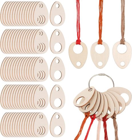100 PCS Wood Teardrop Bobbins, 2x1.5 Inch Wood Thread Drops Cross Stitch Tread Bobbins with Hinged Ring, Woods Cross Stitch Thread Organization with Floss Ring for Craft DIY Sewing Threads Storage in Saudi Arabia
