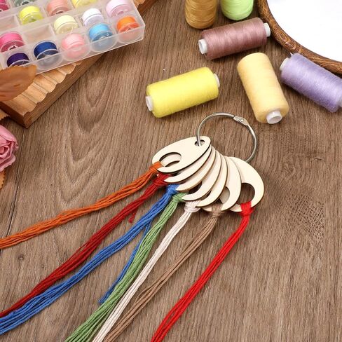 100 PCS Wood Teardrop Bobbins, 2x1.5 Inch Wood Thread Drops Cross Stitch Tread Bobbins with Hinged Ring, Woods Cross Stitch Thread Organization with Floss Ring for Craft DIY Sewing Threads Storage in Saudi Arabia