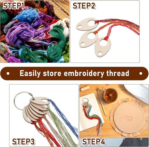 100 PCS Wood Teardrop Bobbins, 2x1.5 Inch Wood Thread Drops Cross Stitch Tread Bobbins with Hinged Ring, Woods Cross Stitch Thread Organization with Floss Ring for Craft DIY Sewing Threads Storage in Saudi Arabia