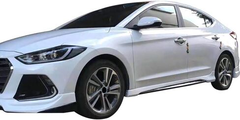 Side Skirts Compatible with 2017-2020 Hyundai Elantra, L Style Unpainted Black PP Side Skirt Extensions 2PC Pair by IKON MOTORSPORTS in Saudi Arabia