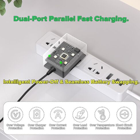 شاحن ثنائي القناة 8.4 فولت لبطارية ليثيوم بوليمر 7.4 فولت متوافقة مع قفازات Savior Snow Deer Sun، وجوارب ساخنة، وشاحن بطارية سترة ساخنة مع مؤشرين LED مستقلين in Kuwait