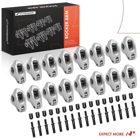 A-Premium 16Pcs Aluminum Engine Roller Rocker Arms with Needle Bearings Compatible with GM LS1/LS2/LS6, 1.7 Ratio, 3/8" Studs in Saudi Arabia