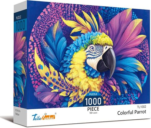1000 Piece Jigsaw Puzzle for Adults - Colorful Macaw Parrot Art, Tropical Bird Puzzle with Vibrant Blue Yellow Purple Feathers in Saudi Arabia