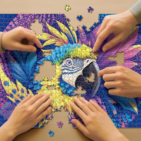 1000 Piece Jigsaw Puzzle for Adults - Colorful Macaw Parrot Art, Tropical Bird Puzzle with Vibrant Blue Yellow Purple Feathers in Saudi Arabia