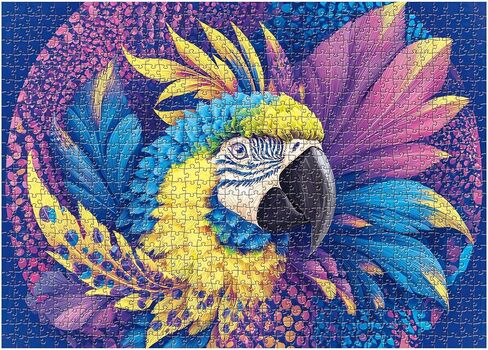 1000 Piece Jigsaw Puzzle for Adults - Colorful Macaw Parrot Art, Tropical Bird Puzzle with Vibrant Blue Yellow Purple Feathers in Saudi Arabia