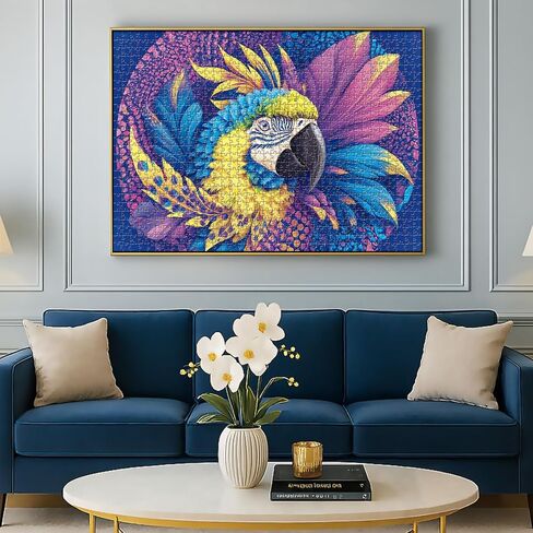1000 Piece Jigsaw Puzzle for Adults - Colorful Macaw Parrot Art, Tropical Bird Puzzle with Vibrant Blue Yellow Purple Feathers in Saudi Arabia