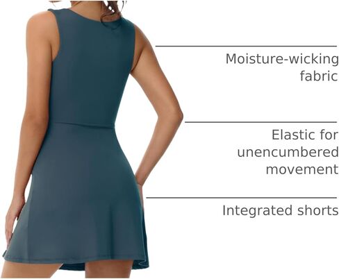 Wenlia Womens Sweetheart Neckline Tennis Dress Sleeveless Athletic Dress with Built in Shorts Cute Golf Dresses with Pockets in Saudi Arabia