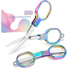 Mini Travel Folding Scissors, 2 PCS TSA-Compliant Portable Badge Scissors, Safety Stainless Steel Small Foldable Pocket Scissor for Nurse Accessories, Outdoor, Sewing, Craft, Fishing, School, Office in Saudi Arabia