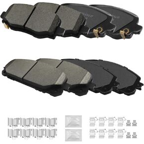 Front and Rear Ceramic Brake Pads Kits with Hardware Set, Compatible with 2014 2015 2016 2017 2018 2019 2020 2021 2022 Jeep Cherokee With Dual Piston Front Caliper (D1734, D1843) in Kuwait