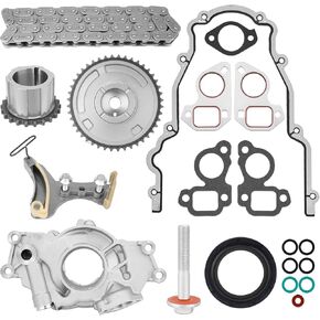 Timing Chain Kit with M295HV Oil Pump & Cover Gasket Set Compatible with Chevy Camaro Express Silverado Tahoe, GMC Sierra Yukon, Cadillac CTS 4.8L 5.3L 6.0L 6.2L V8, Replace # 12646386 12591689 in Kuwait