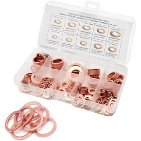 200 قطعة من غسالات النحاس، حشية سدادة تصريف زيت غسالة السحق، مجموعة غسالة سحق النحاس، M5 M6 M8 M10 M12 M14 مجموعة متنوعة من حشية الغلق المترية للسيارات والسباكة والدراجات النارية in Kuwait