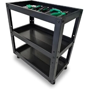 Small 3-Tier Utility Car, Metal Service Cart with Wheels, Rolling Tool Cart on Wheels, 10.8" D x 20" W x 22.4" H Garage Tool Push Cart for Mechanic, Garage, Workshop, Warehouse, Office in Saudi Arabia