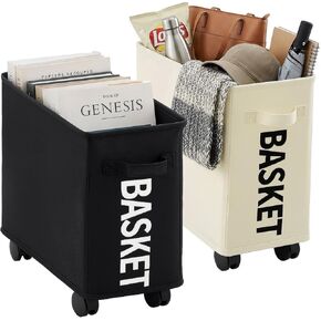 2 Pack Under Desk Utility Cart with 1 Lockable Wheels, 21 L Black and White Mobile Rolling Cart, Multipurpose Organizer, Oxford Cloth, Storage Basket with Caster Wheels for Home Office School in Saudi Arabia