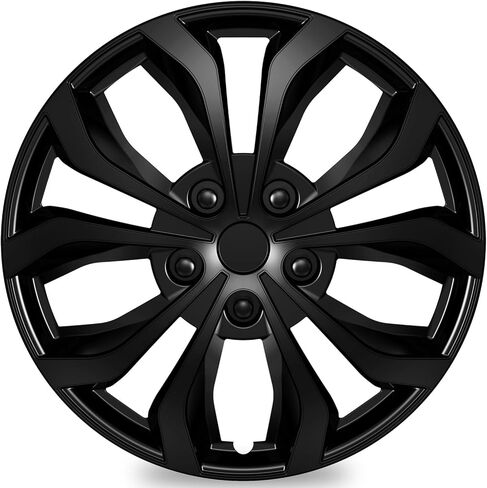 TangMiGe 4-Pack Universal Hubcaps Wheel Covers Replacement R17, Steel Wheel Rim Cover for Most Cars Trucks Sedans SUV, 17" 17 in Hub Caps (Bright Black Color, 17 inch) in Saudi Arabia