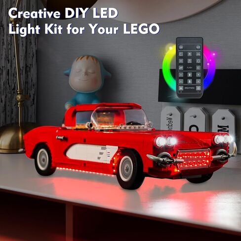 مجموعة إضاءة LED لسيارة شيفروليه كورفيت 1961-10321، 2023 مجموعة إضاءة مطورة للتحكم عن بعد متوافقة مع مجموعة البناء 10321 (أضواء فقط، بدون نماذج) in Saudi Arabia