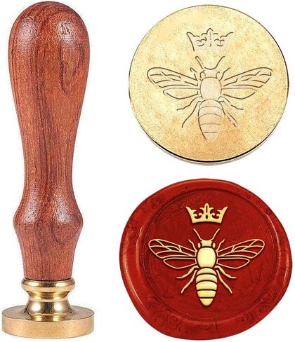 1pc Bees Wax Sealing Stamp Round Vintage Wax Seal Stamp Gift for Christmas 25mm Removable Brass Head Stamp with Wooden Handle Invitation Card Wax Stamps for Envelope Card Gift Decoration in Saudi Arabia