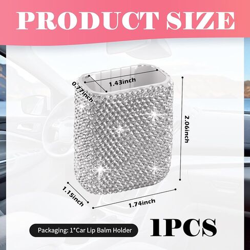 Bling Chapstick Holder for Car with Rhinestone,Portable Car Chapstick Holder as Chapsticks Organizer,Self-Adhesive Cars Lip Balm Holders Cars Interior Accessories for Women (White) in Saudi Arabia