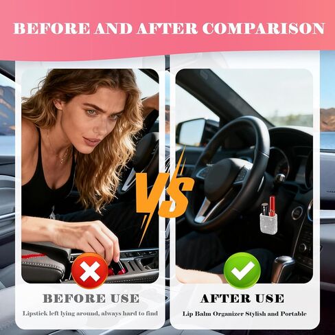 Bling Chapstick Holder for Car with Rhinestone,Portable Car Chapstick Holder as Chapsticks Organizer,Self-Adhesive Cars Lip Balm Holders Cars Interior Accessories for Women (White) in Saudi Arabia