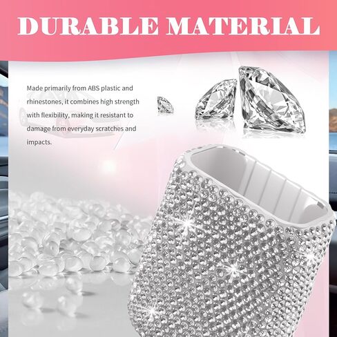 Bling Chapstick Holder for Car with Rhinestone,Portable Car Chapstick Holder as Chapsticks Organizer,Self-Adhesive Cars Lip Balm Holders Cars Interior Accessories for Women (White) in Saudi Arabia
