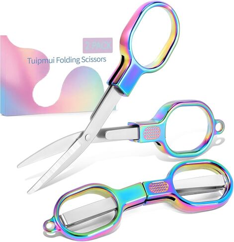 Mini Travel Folding Scissors, 2 PCS TSA-Compliant Portable Badge Scissors, Safety Stainless Steel Small Foldable Pocket Scissor for Nurse Accessories, Outdoor, Sewing, Craft, Fishing, School, Office in Saudi Arabia