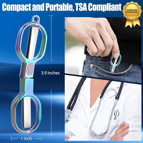 Mini Travel Folding Scissors, 2 PCS TSA-Compliant Portable Badge Scissors, Safety Stainless Steel Small Foldable Pocket Scissor for Nurse Accessories, Outdoor, Sewing, Craft, Fishing, School, Office in Saudi Arabia