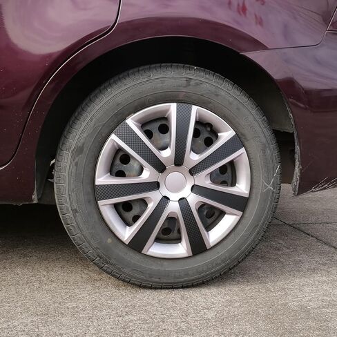 4 عبوات من أغطية إطارات العجلات مقاس 15 بوصة من AUTOWIKI، أغطية محور بديلة بنمط عصري مقاس 15 بوصة تناسب ملحقات محور السيارة والشاحنات SUV باللون الفضي والأسود in Saudi Arabia