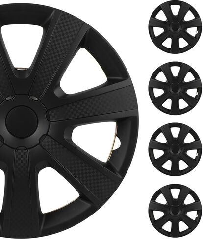 SCITOO Quick-Install 16-Inch Black hubcaps (Set of 4) for Cars, Trucks, SUVs, Universal Compatibility, Elegant & Rust-Proof in Saudi Arabia