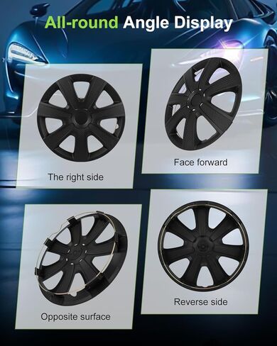 SCITOO Quick-Install 16-Inch Black hubcaps (Set of 4) for Cars, Trucks, SUVs, Universal Compatibility, Elegant & Rust-Proof in Saudi Arabia