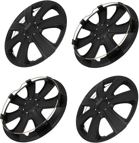 SCITOO Quick-Install 16-Inch Black hubcaps (Set of 4) for Cars, Trucks, SUVs, Universal Compatibility, Elegant & Rust-Proof in Saudi Arabia